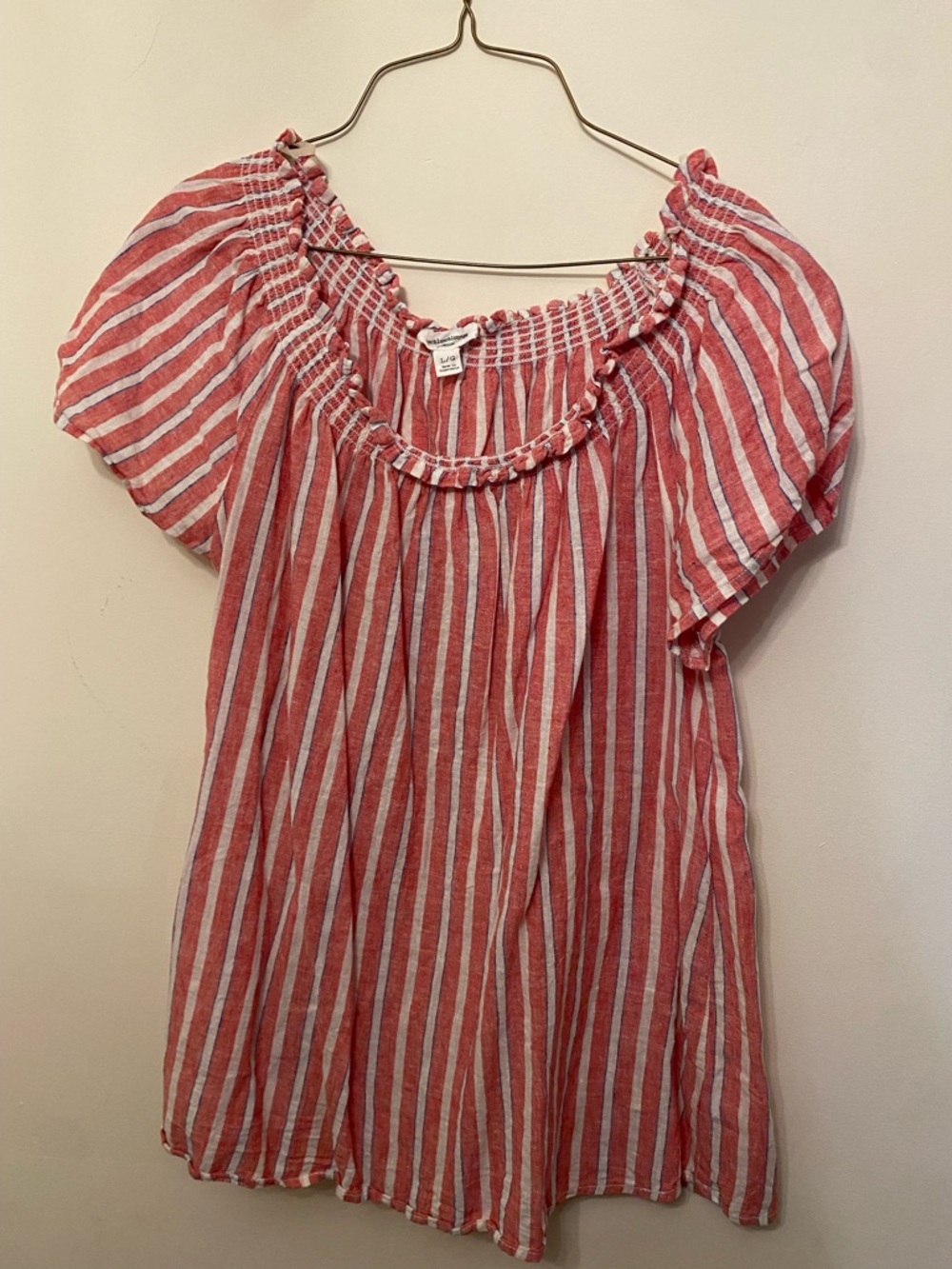 Women’s Red and White Striped Top size L